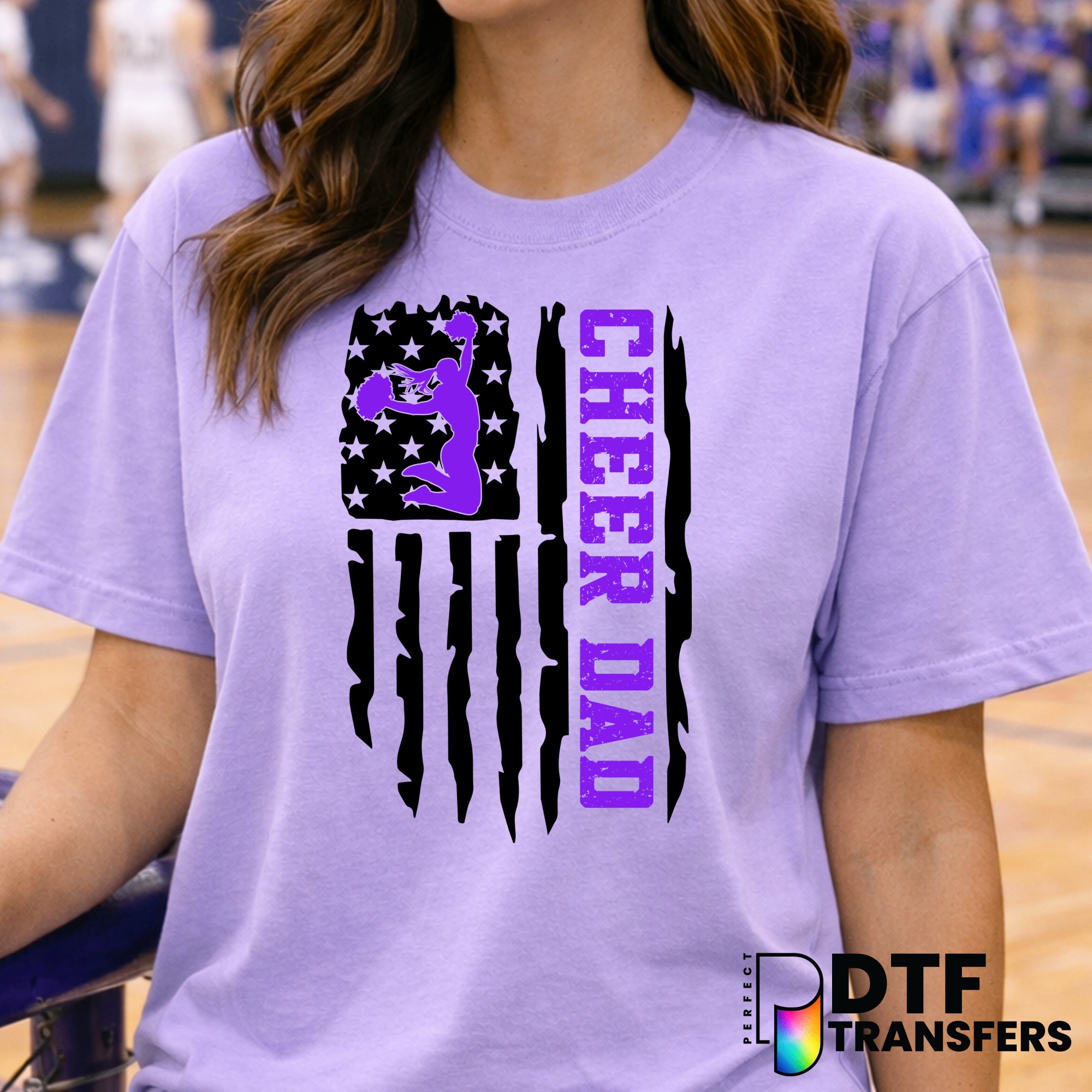 Cheer Dad American Flag – Cheerleading DTF Transfer