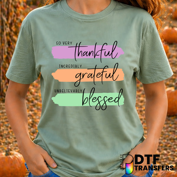 Thankful Grateful Blessed – Thanksgiving DTF Transfer