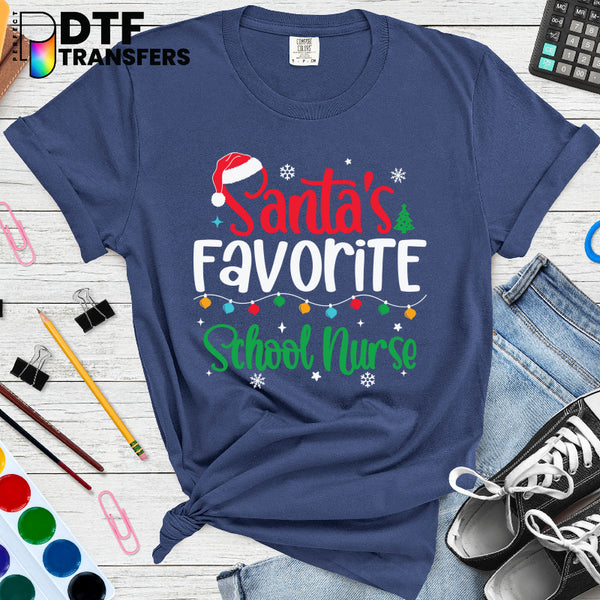 Santa's Favorite School Nurse – School Nurse DTF Transfer