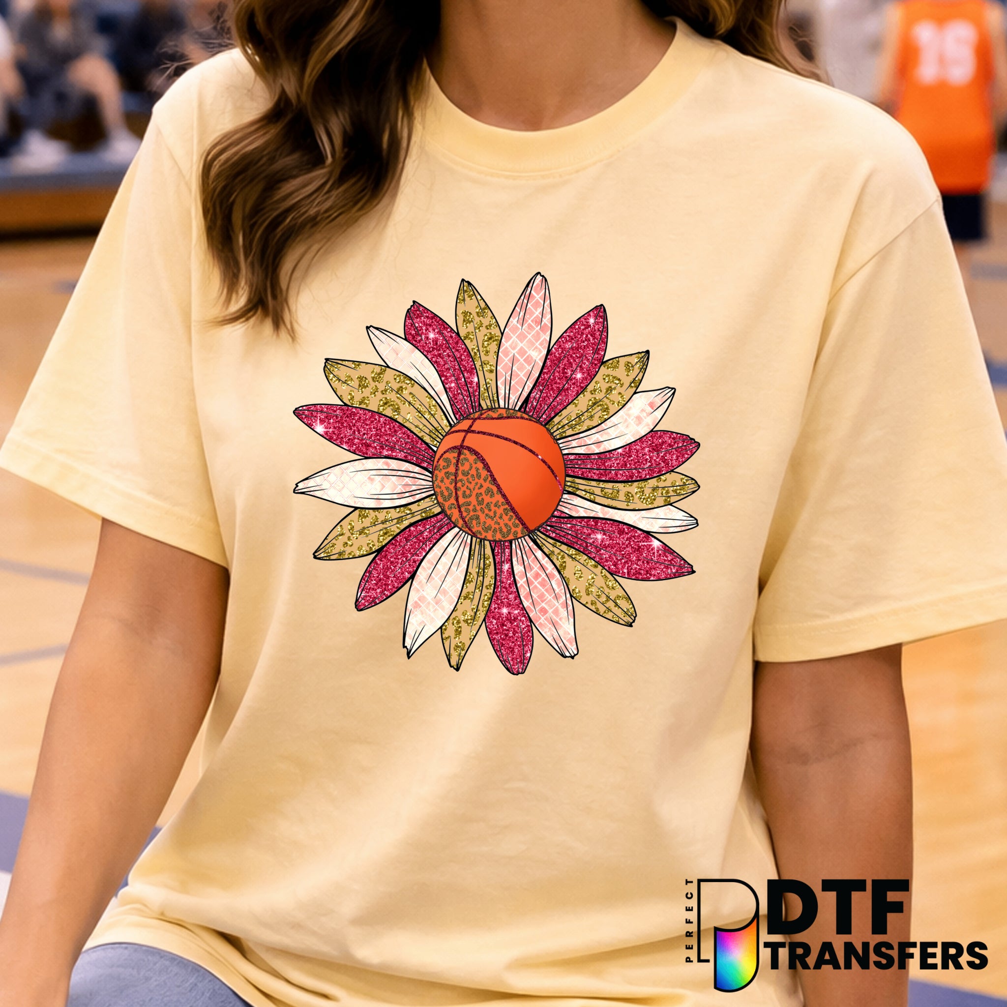 Sunflower Leopard Basketball – Basketball DTF Transfer