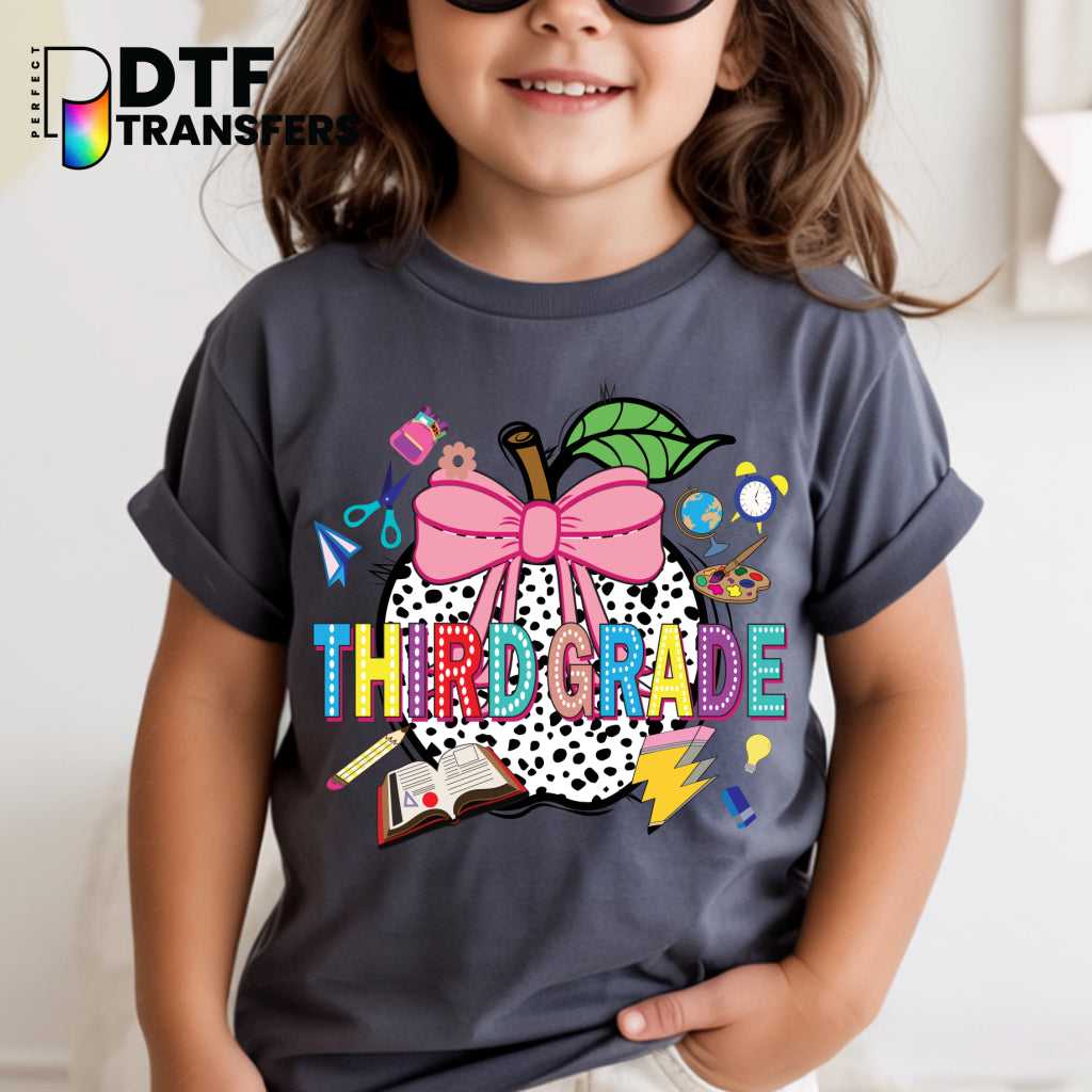 THIRD GRADE Welcome Back to School Dalmation Apple – Teacher DTF Transfer
