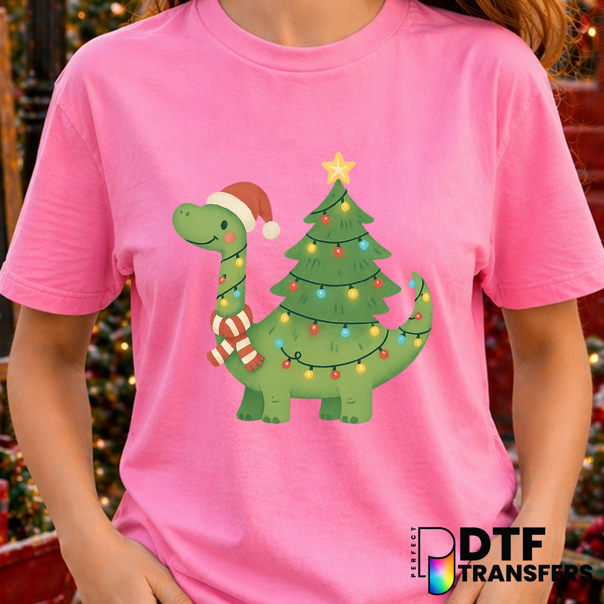 Christmas Cute Dinosaur – DTF Transfer