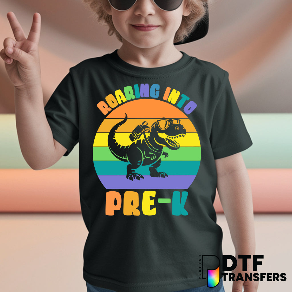 Roaring into Pre-K Dinosaur - Pre K – Teacher DTF Transfer