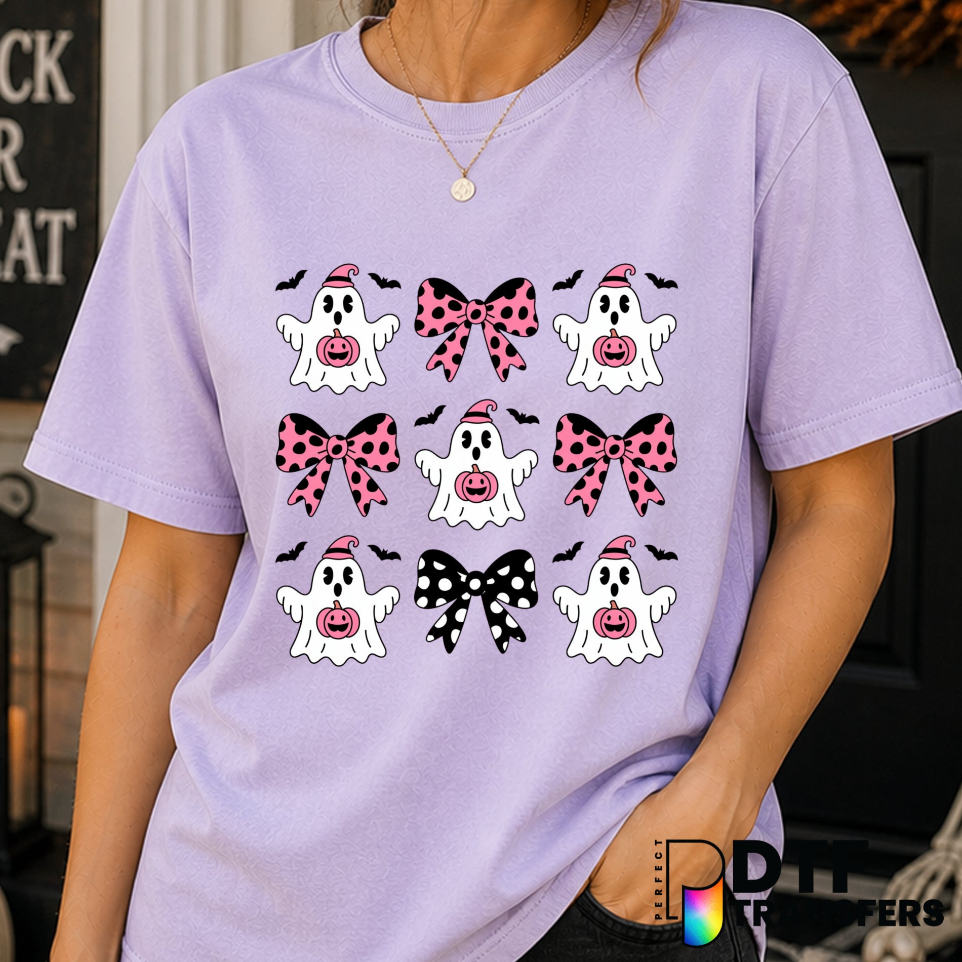 Coquette Ghost Pink Bows – Halloween DTF Transfer