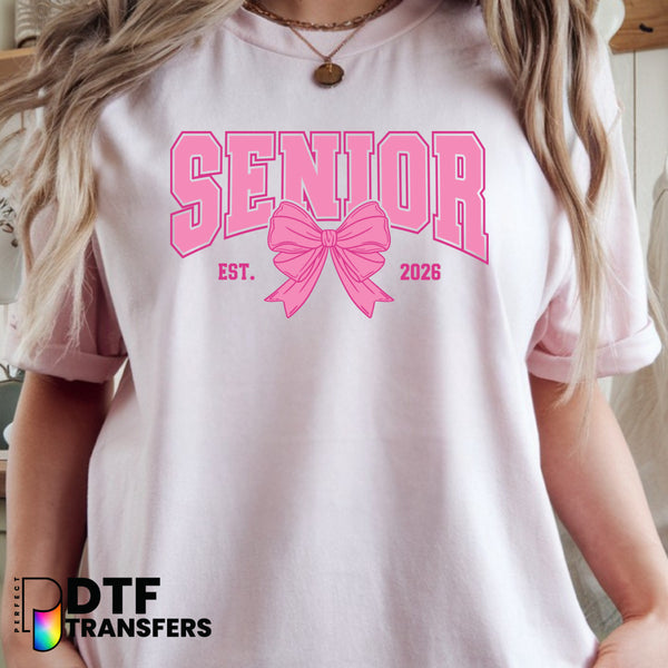 Senior with Pink Bow Class of 2026 – Teacher DTF Transfer