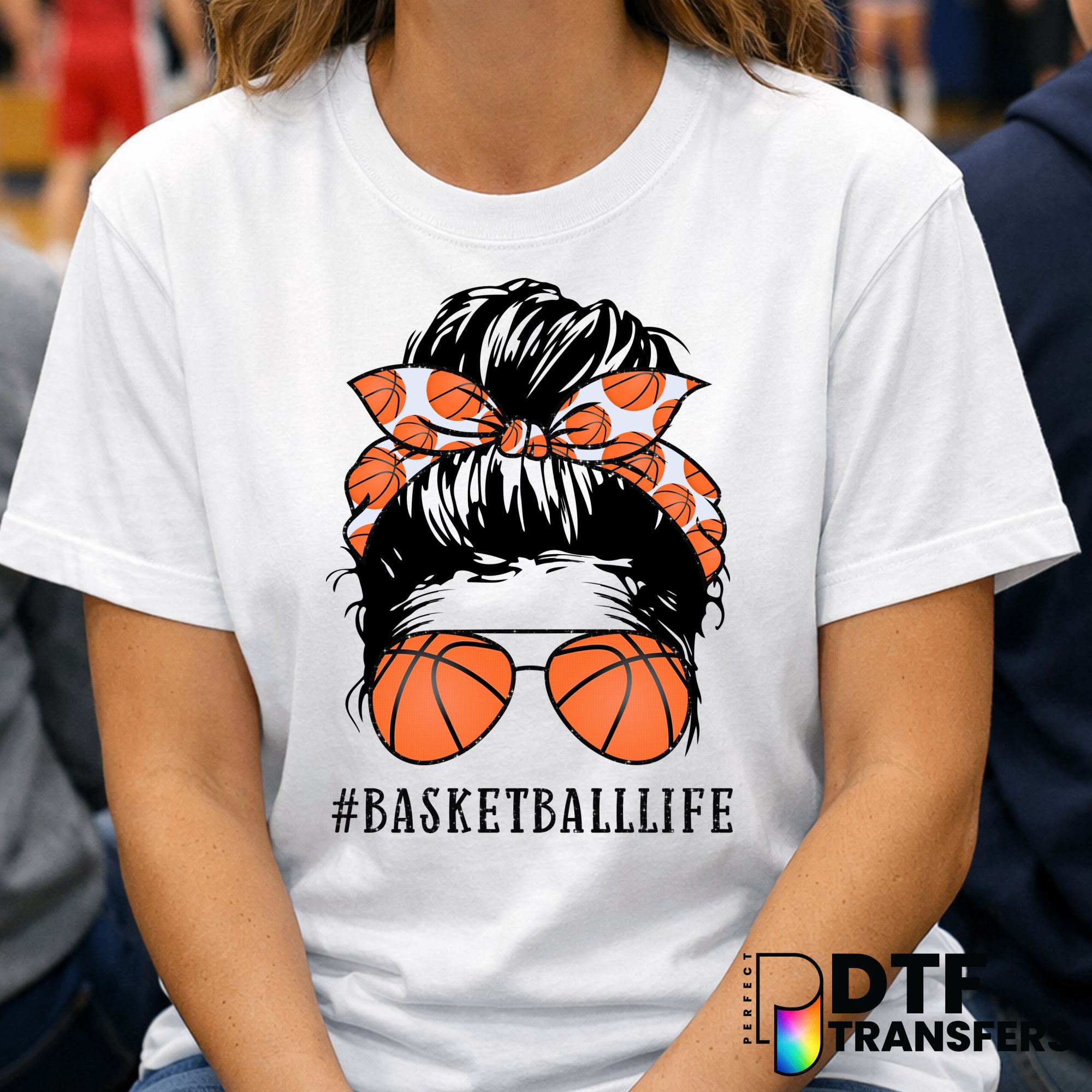 Messy Bun Basketball Life Mom – Basketball DTF Transfer