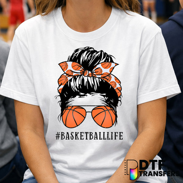 Messy Bun Basketball Life Mom – Basketball DTF Transfer