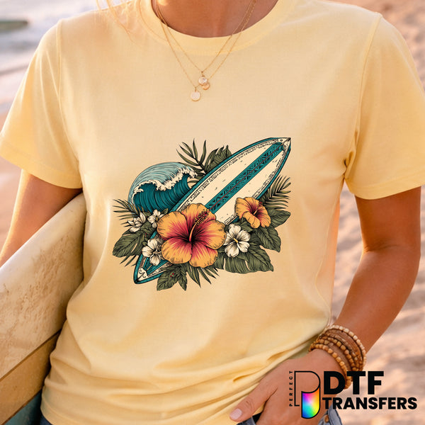 Retro Tropical Surfboard – Surfing DTF Transfer