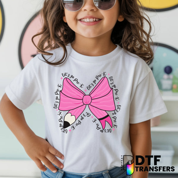 Let's Go Pre-K Pink Bow & Bus – Teacher DTF Transfer