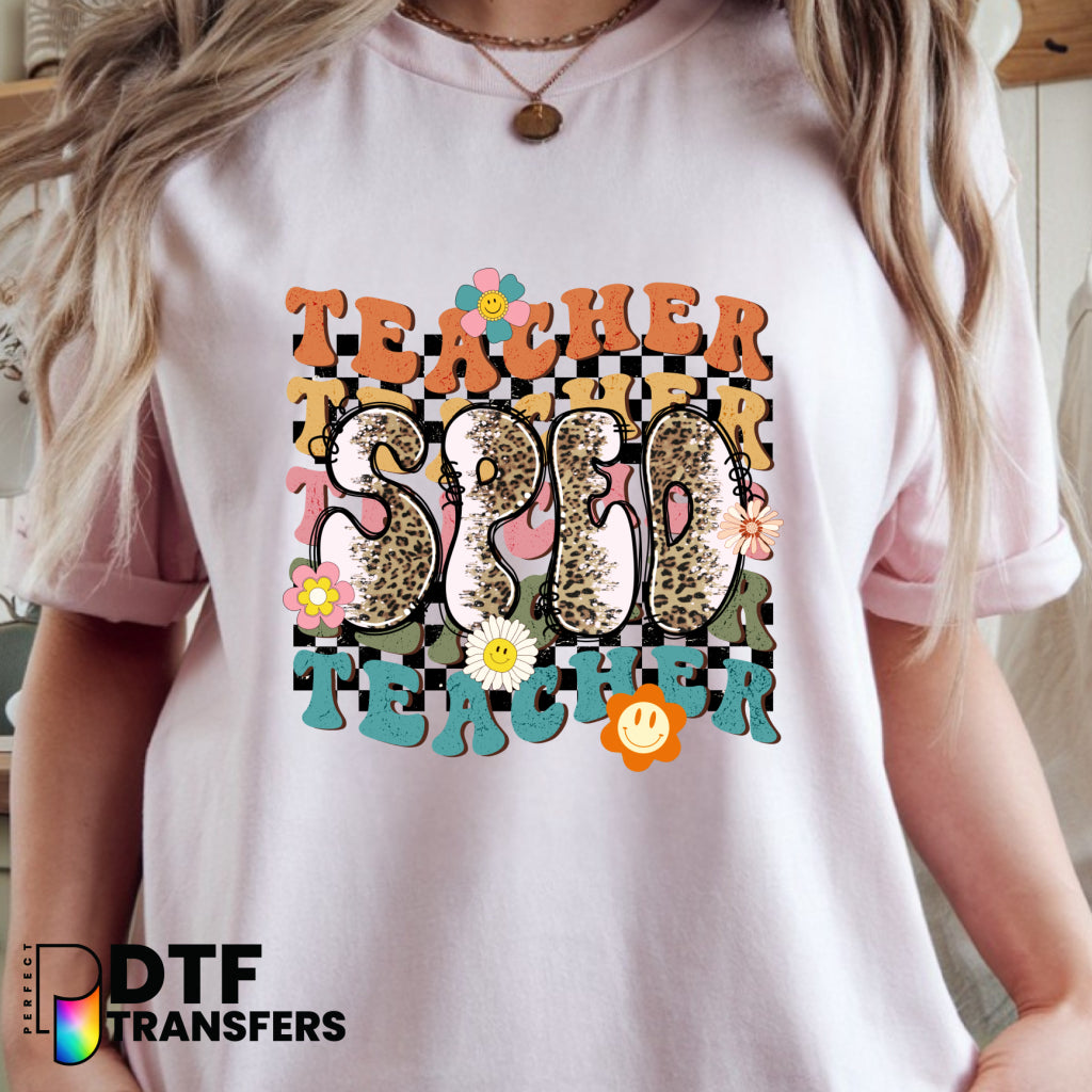 SPED Teacher Wavy Stacked Leopard Print – Special Education DTF Transfer