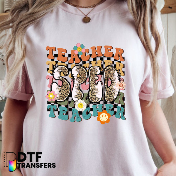 SPED Teacher Wavy Stacked Leopard Print – Special Education DTF Transfer