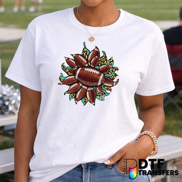 Mandala Turquoise Leopard Floral Football – DTF Transfer