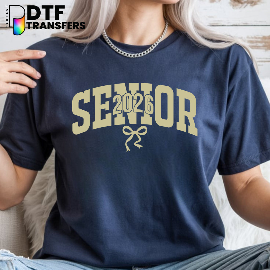 Senior 2026 Bow Gold – Teacher DTF Transfer