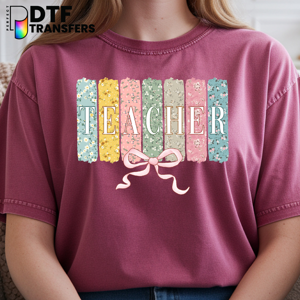 Teacher Floral Bow – Teacher DTF Transfer