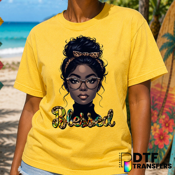 Blessed Leopard Black Queen – Black History Month DTF Transfer