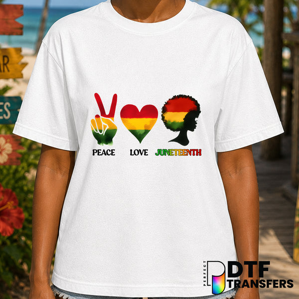 Peace Love Juneteenth Watercolor Black History – Black History Month DTF Transfer