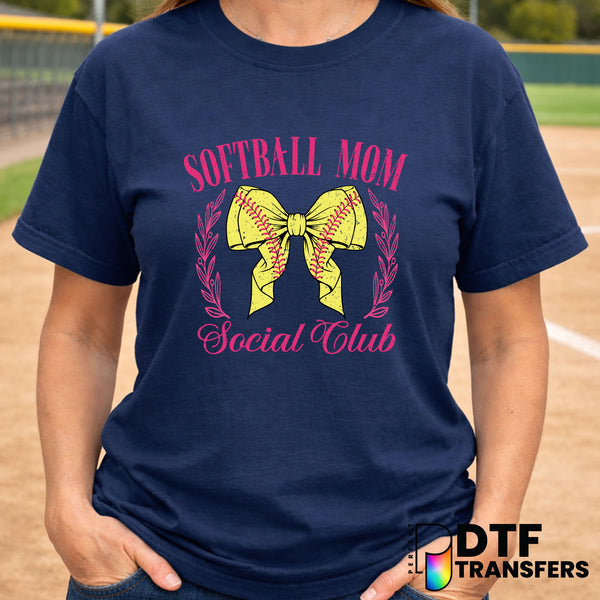 Softball Mom Social Club – Softball DTF Transfer