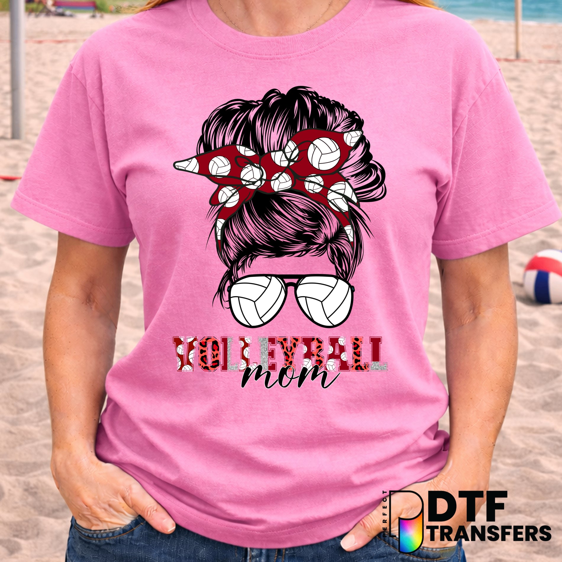 Volleyball Mom Hot Mess Messy Bun – Volleyball DTF Transfer