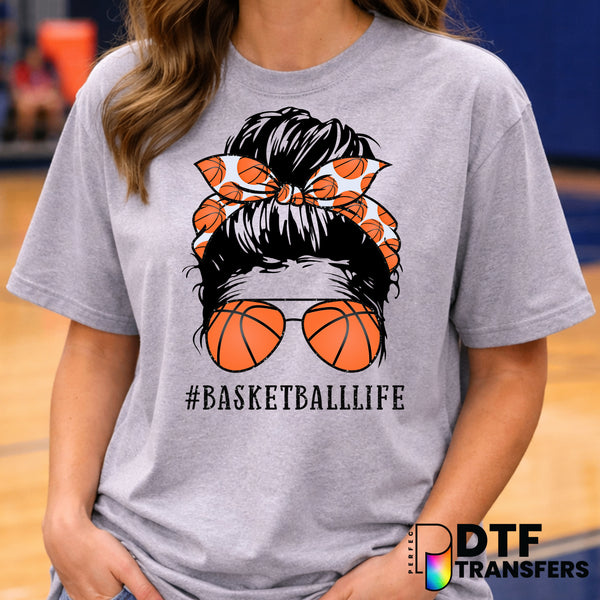 Messy Bun Basketball Life Mom – Basketball DTF Transfer