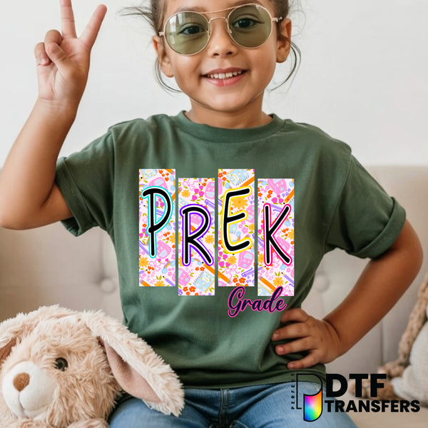 Pretty Pre-K Pre K Floral Script – Teacher DTF Transfer