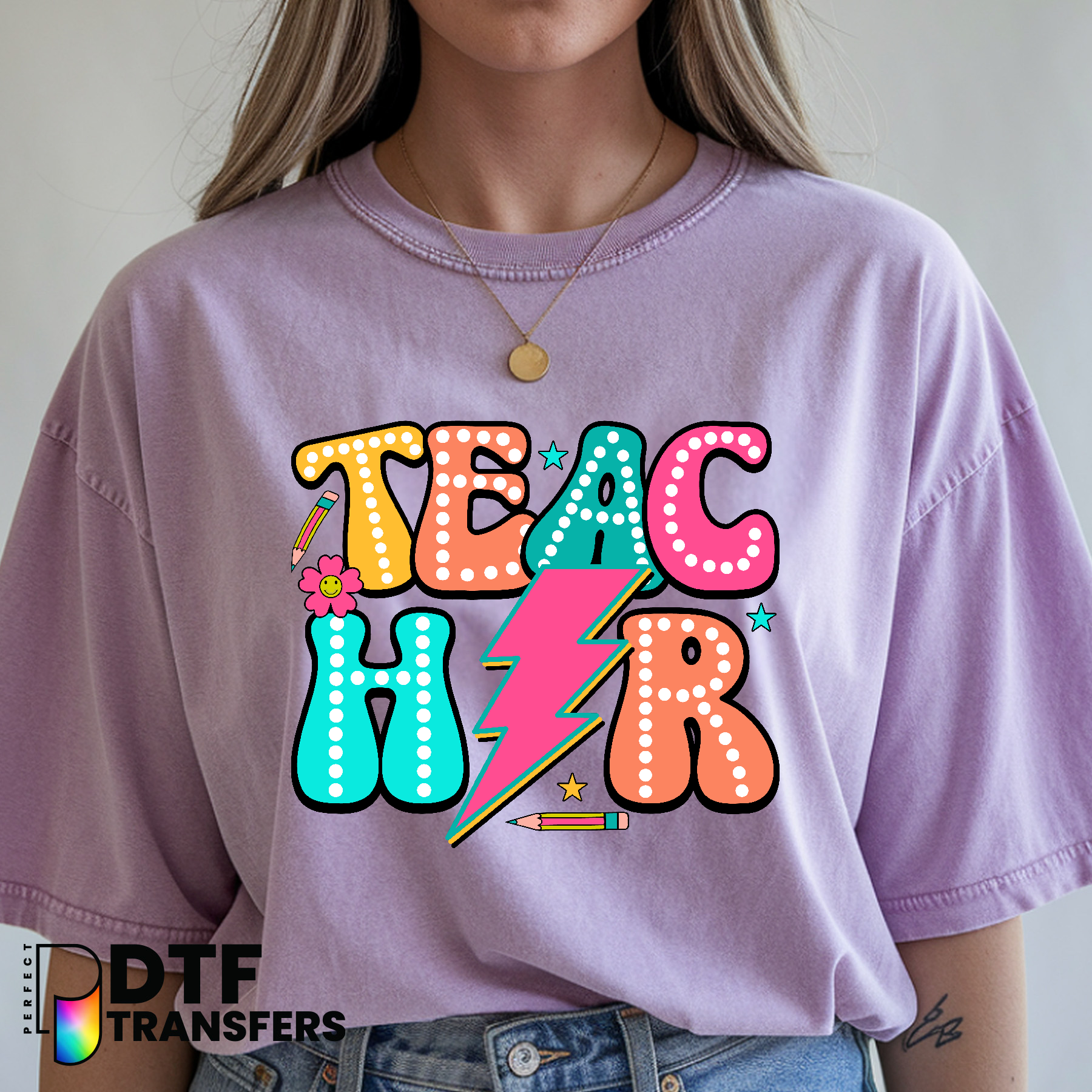 TEACHER Lightning Bolt – Teacher DTF Transfer