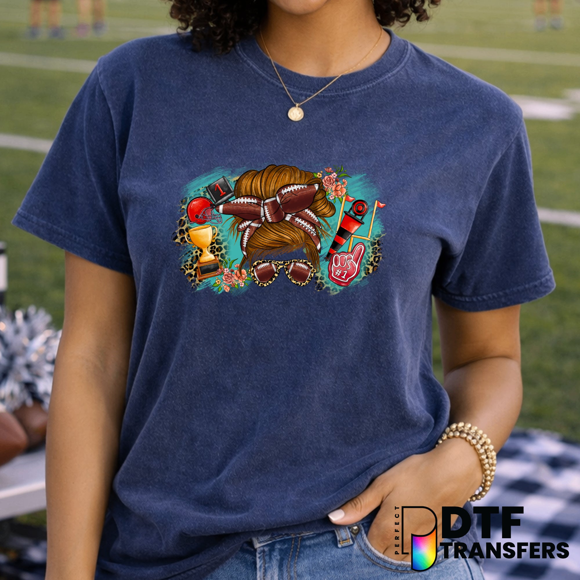 Leopard Messy Bun Football – DTF Transfer