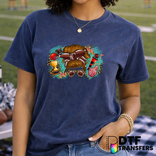 Leopard Messy Bun Football – DTF Transfer
