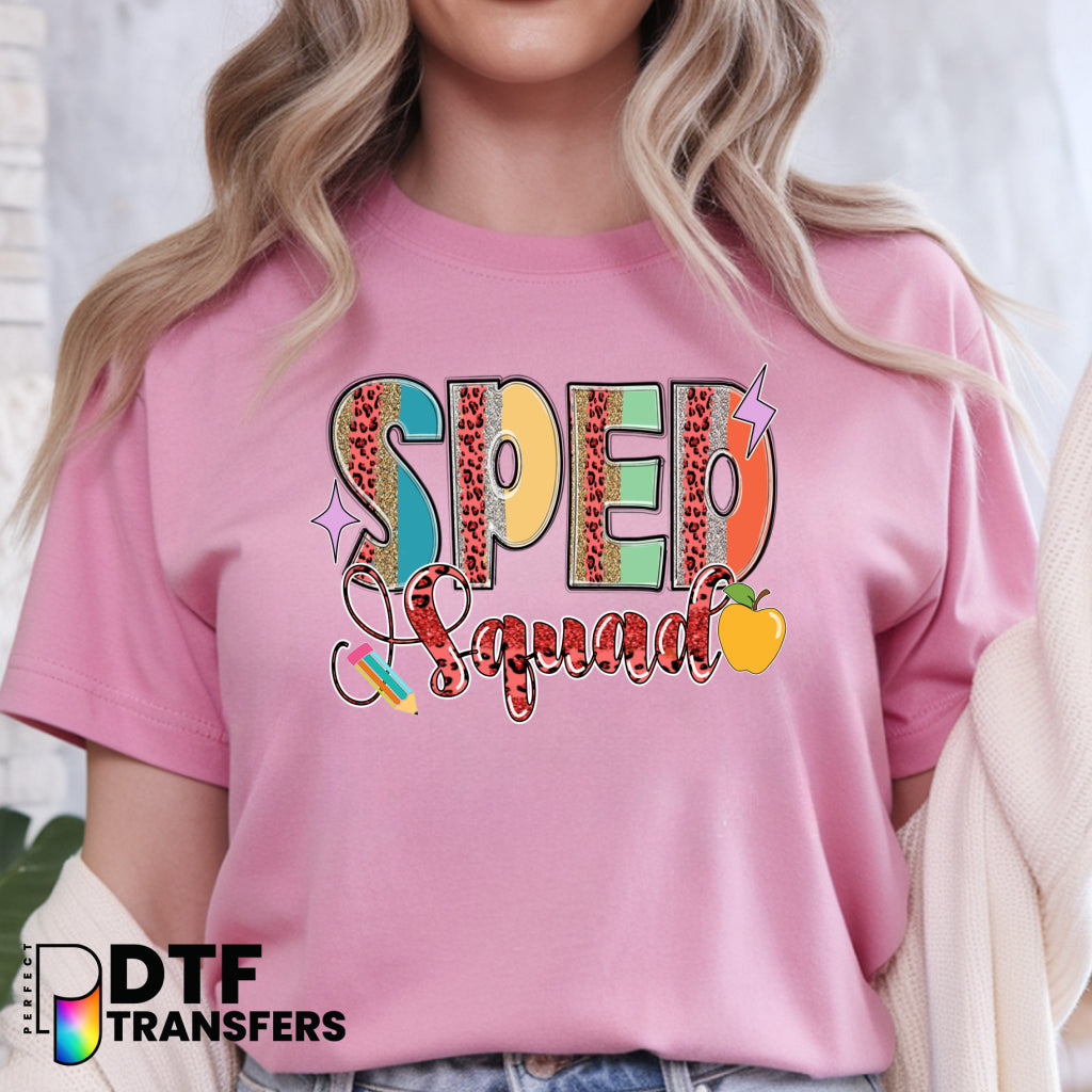 SPED Squad Leopard Print with Pink Heart – Special Education DTF Transfer