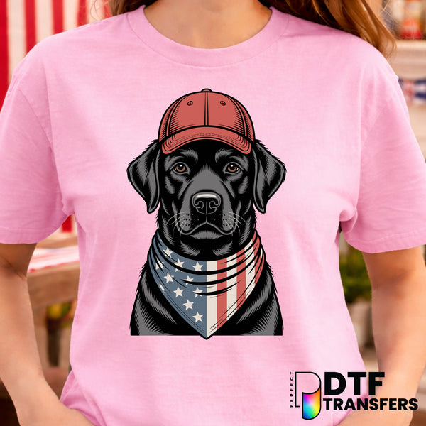 USA Black Lab Dog – Fourth of July DTF Transfer
