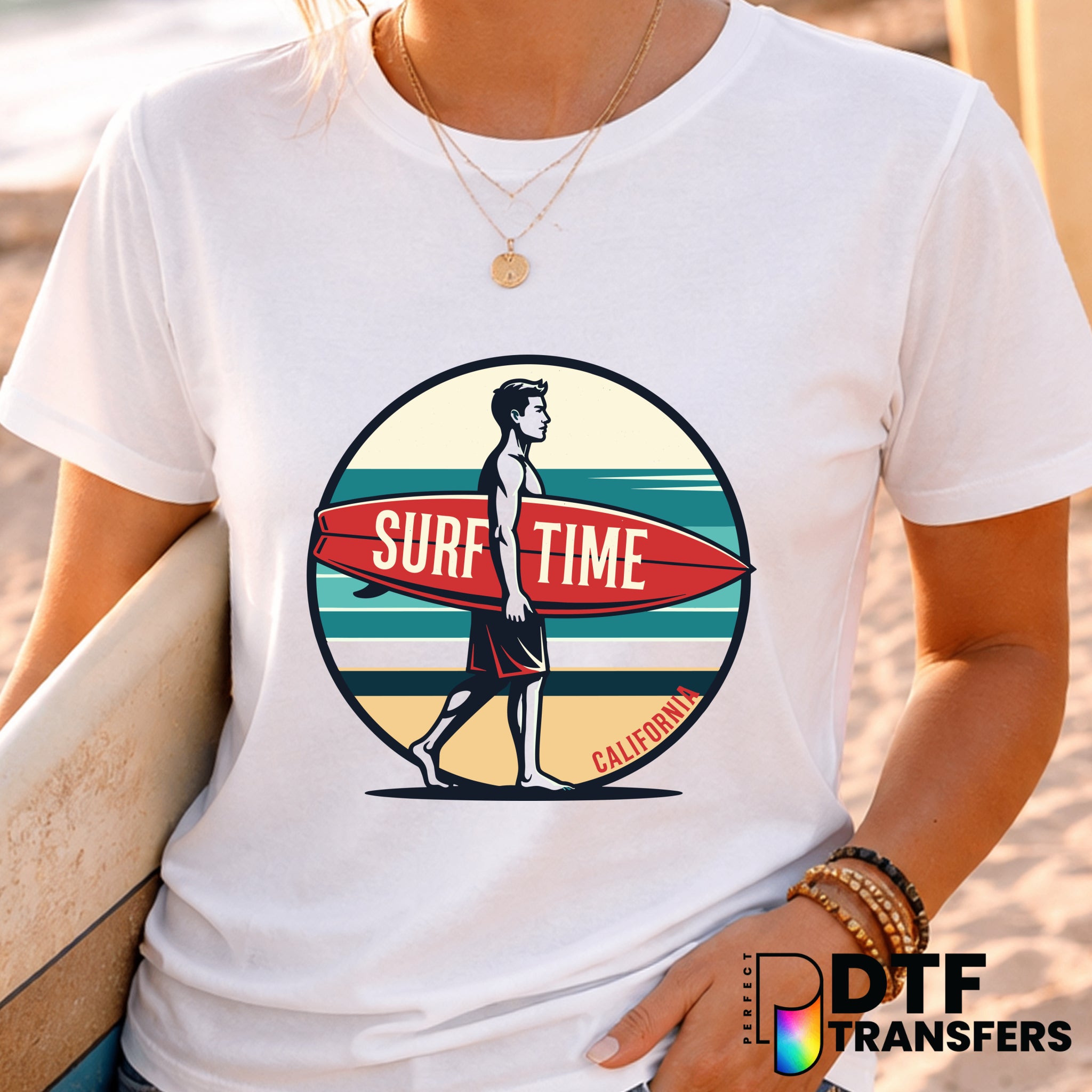 Surf Time California – Surfing DTF Transfer