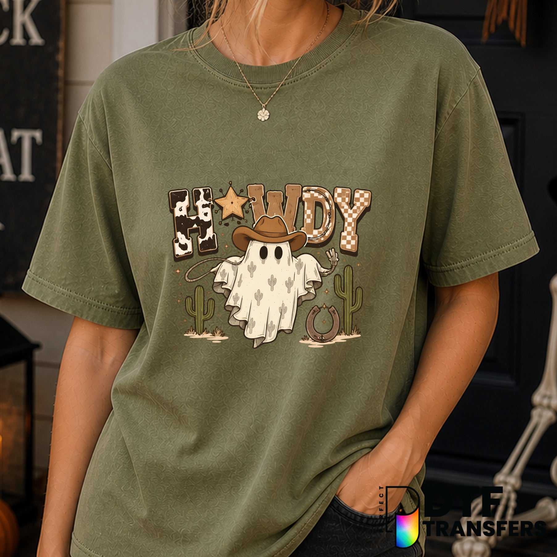Howdy Western Cowboy Ghost – Halloween DTF Transfer