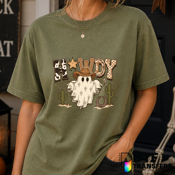 Howdy Western Cowboy Ghost – Halloween DTF Transfer