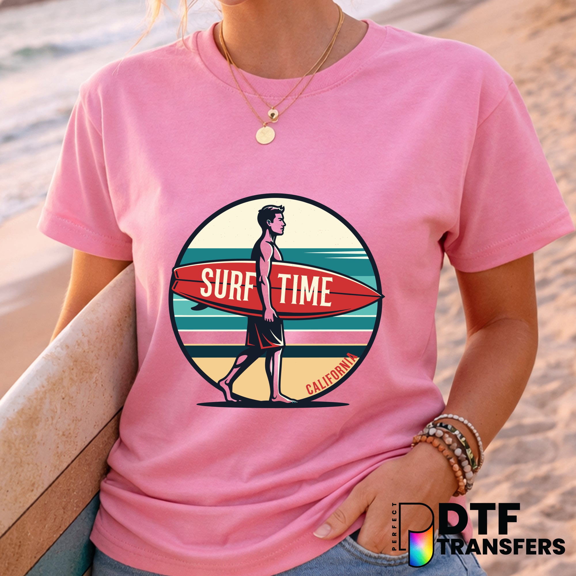 Surf Time California – Surfing DTF Transfer