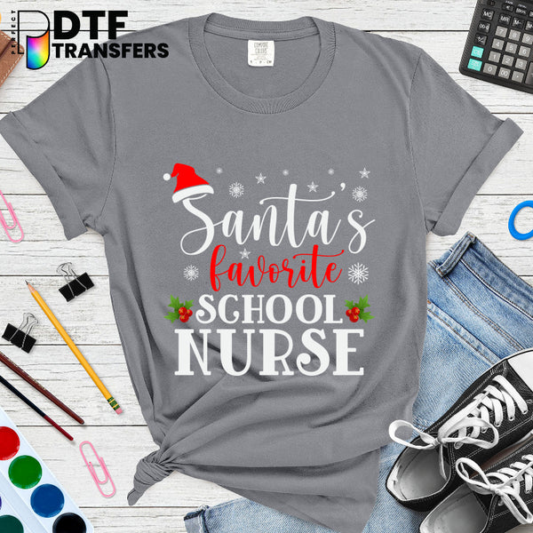 Santa's Favorite School Nurse – School Nurse DTF Transfer