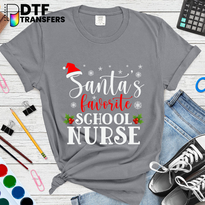 Santa's Favorite School Nurse – School Nurse DTF Transfer