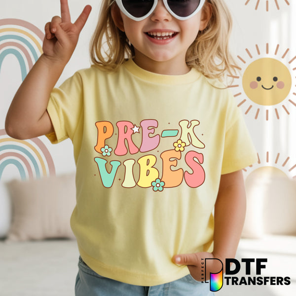 Groovy Wavy Pre-K Vibes Pre-K – Teacher DTF Transfer