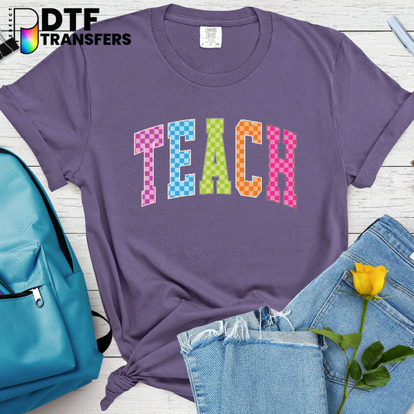 Teach – Preppy Checkerboard Teacher DTF Transfer