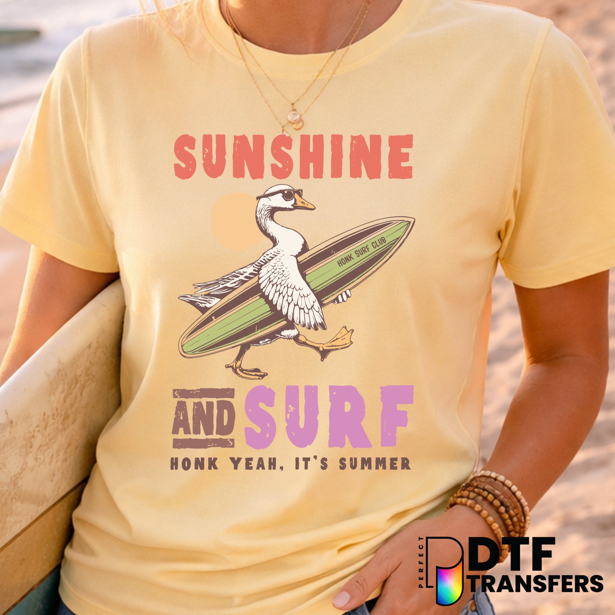 Sunshine and Surf – Surfing DTF Transfer