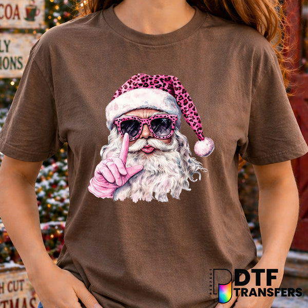 Pink Leopard Sassy Santa – Christmas DTF Transfer