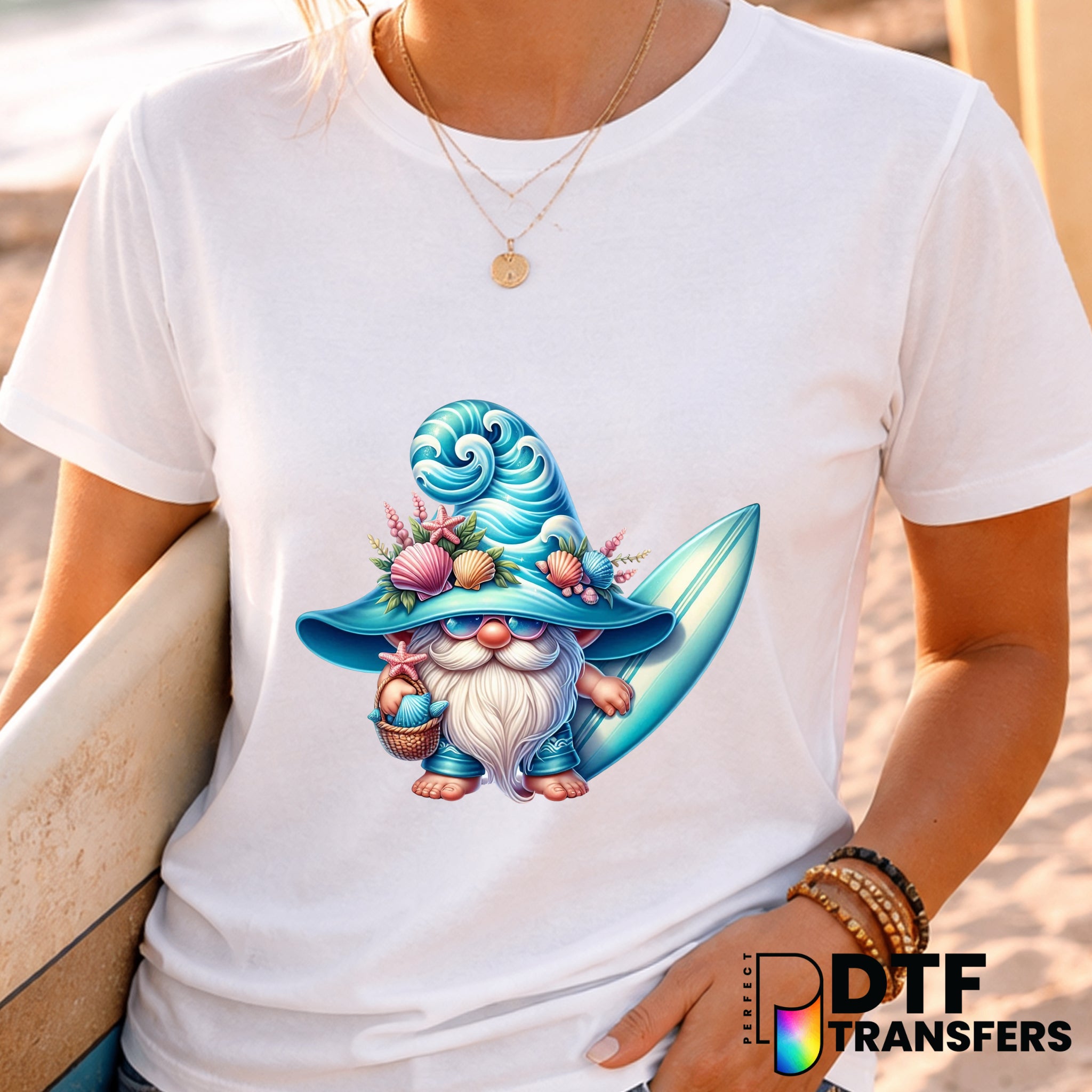 Surfer Gnome & Wave – Surfing DTF Transfer