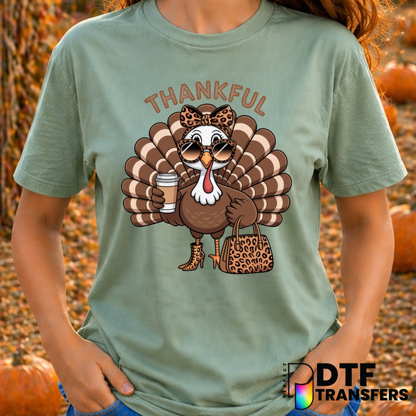 Thankful Chic Turkey – Thanksgiving DTF Transfer