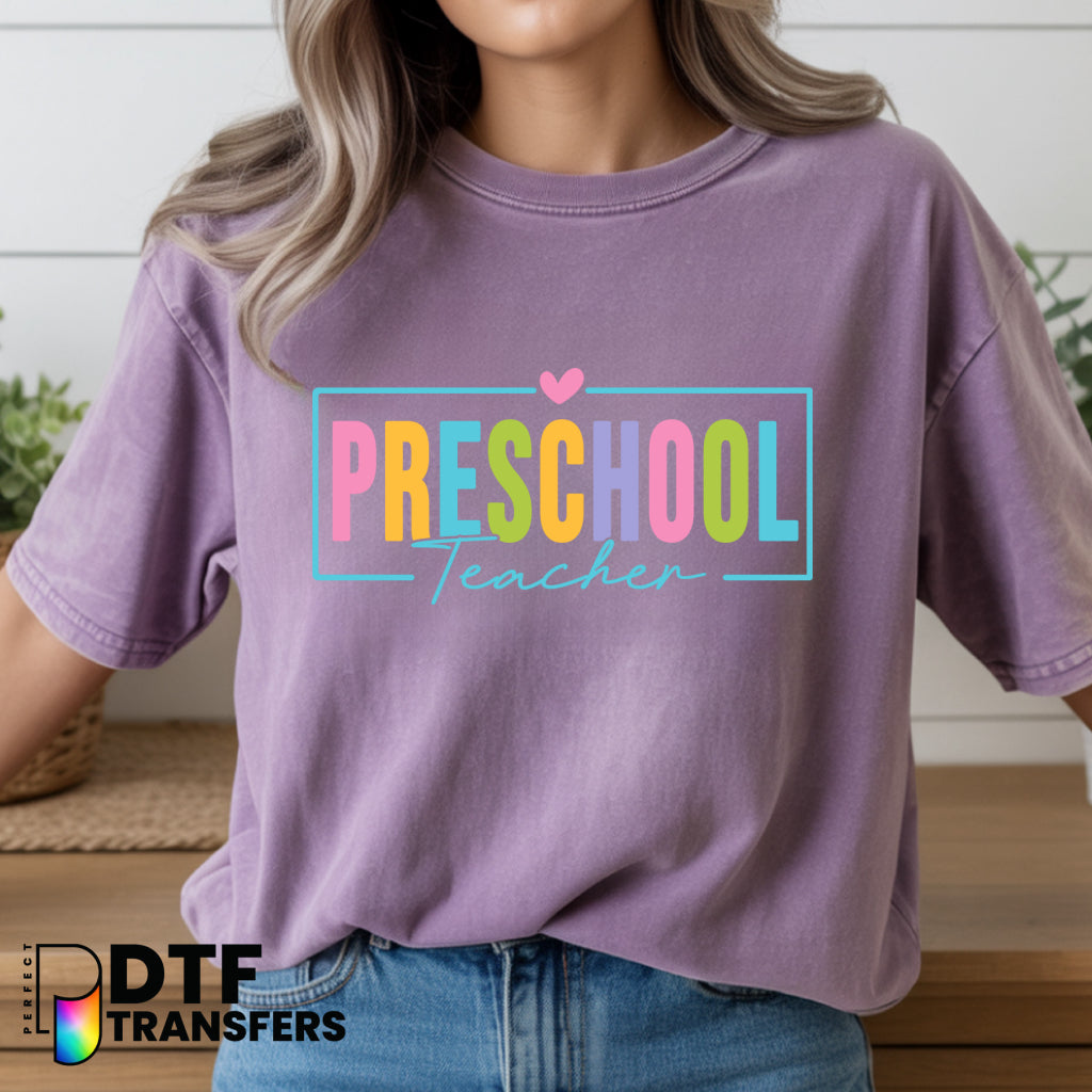 Preschool Teacher Pre K Colorful Heart – Teacher DTF Transfer