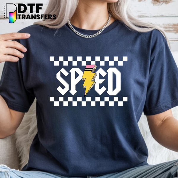SPED Checkered Pencil Lightning – Special Education DTF Transfer