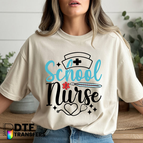School Nurse Script with Cap – School Nurse DTF Transfer