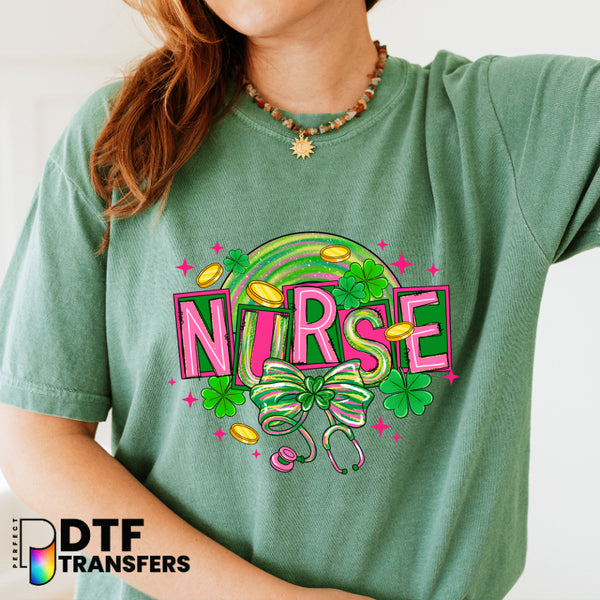 St. Patrick's Day Nurse Shamrock – School Nurse DTF Transfer