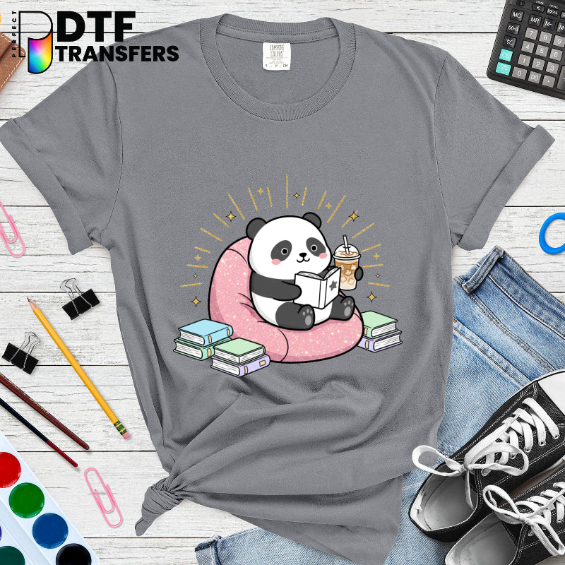 Cute Panda Reading Books – Teacher DTF Transfer