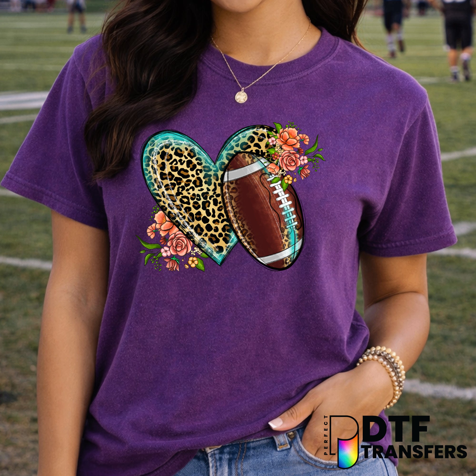Leopard Heart Football – Football DTF Transfer