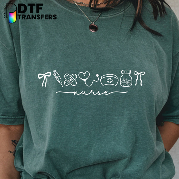 Coquette Nurse Life Nursing Doodle School Nurse – School Nurse DTF Transfer
