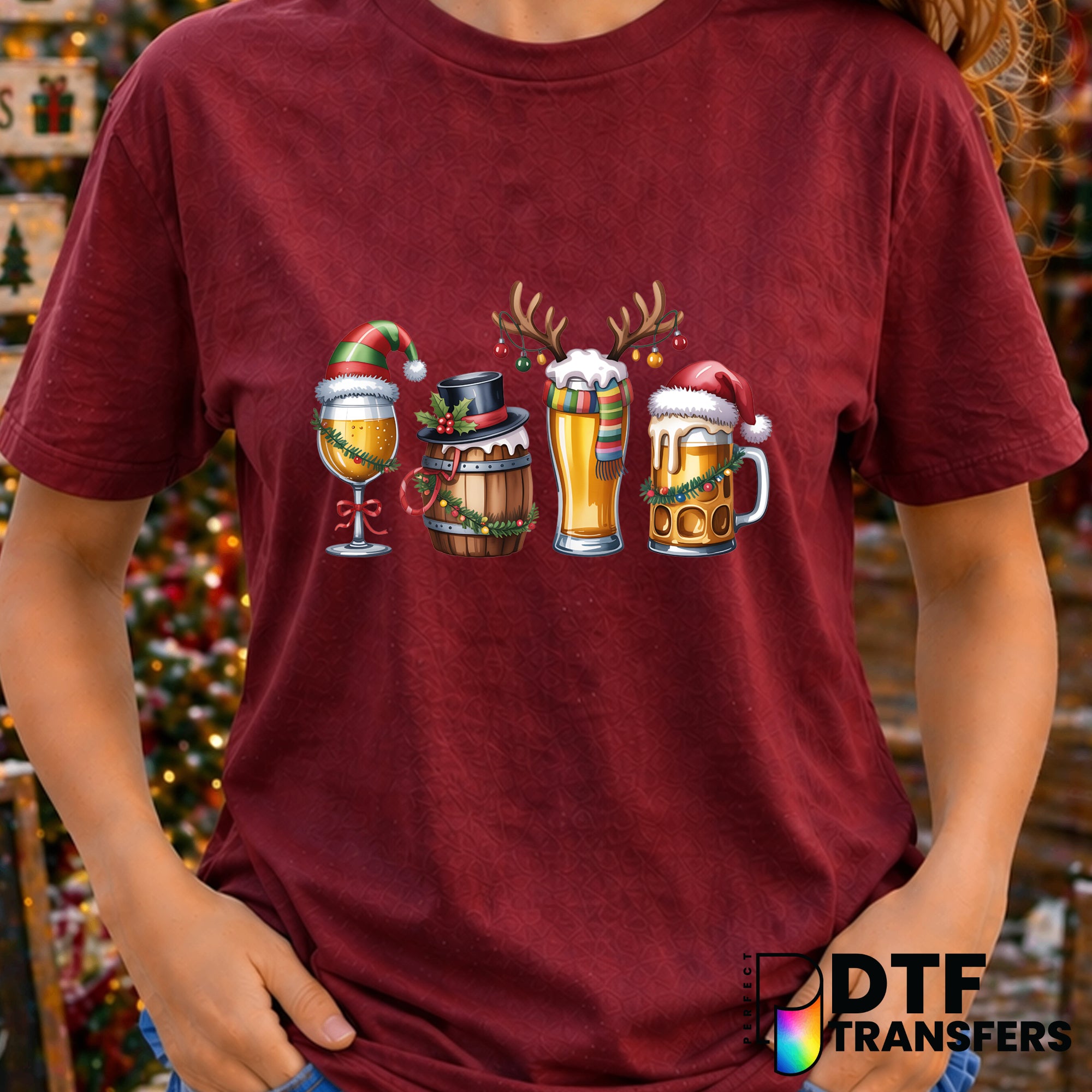 Christmas Beer Glasses – Christmas DTF Transfer