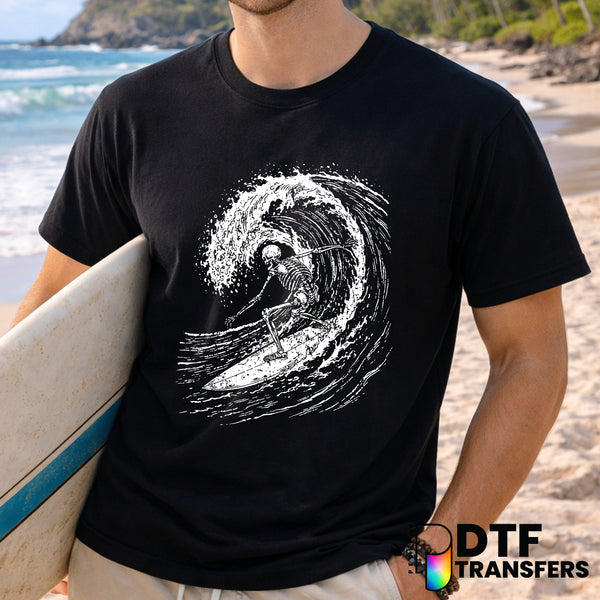 Grunge Skeleton Surfer – Surfing DTF Transfer